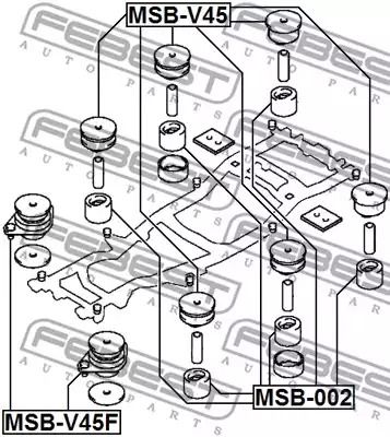 Подушка подрамника Pajero 91-04, FEBEST (MSBV45F)