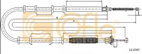 Задній трос ручного гальма для Doblo Panorama/Combi MAXI 10- Л=Пр. (2182/1898), COFLE (120747)