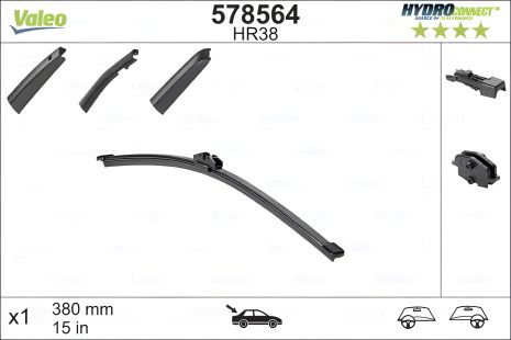 Задній щітка склоочисника 380 мм скла HYDROCONNECT, VALEO (578564)