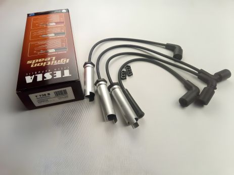 Провода зажигания для Lanos 1.5, TESLA (T738B) силикон (метал. наконечники) (96305387)