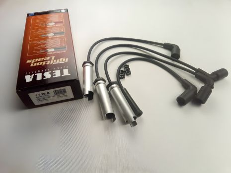 Провода зажигания для Lanos 1.5, TESLA (T738B) силикон (метал. наконечники) (96305387)