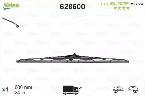 Щітка склоочисника 600 мм (24), VALEO (628600)