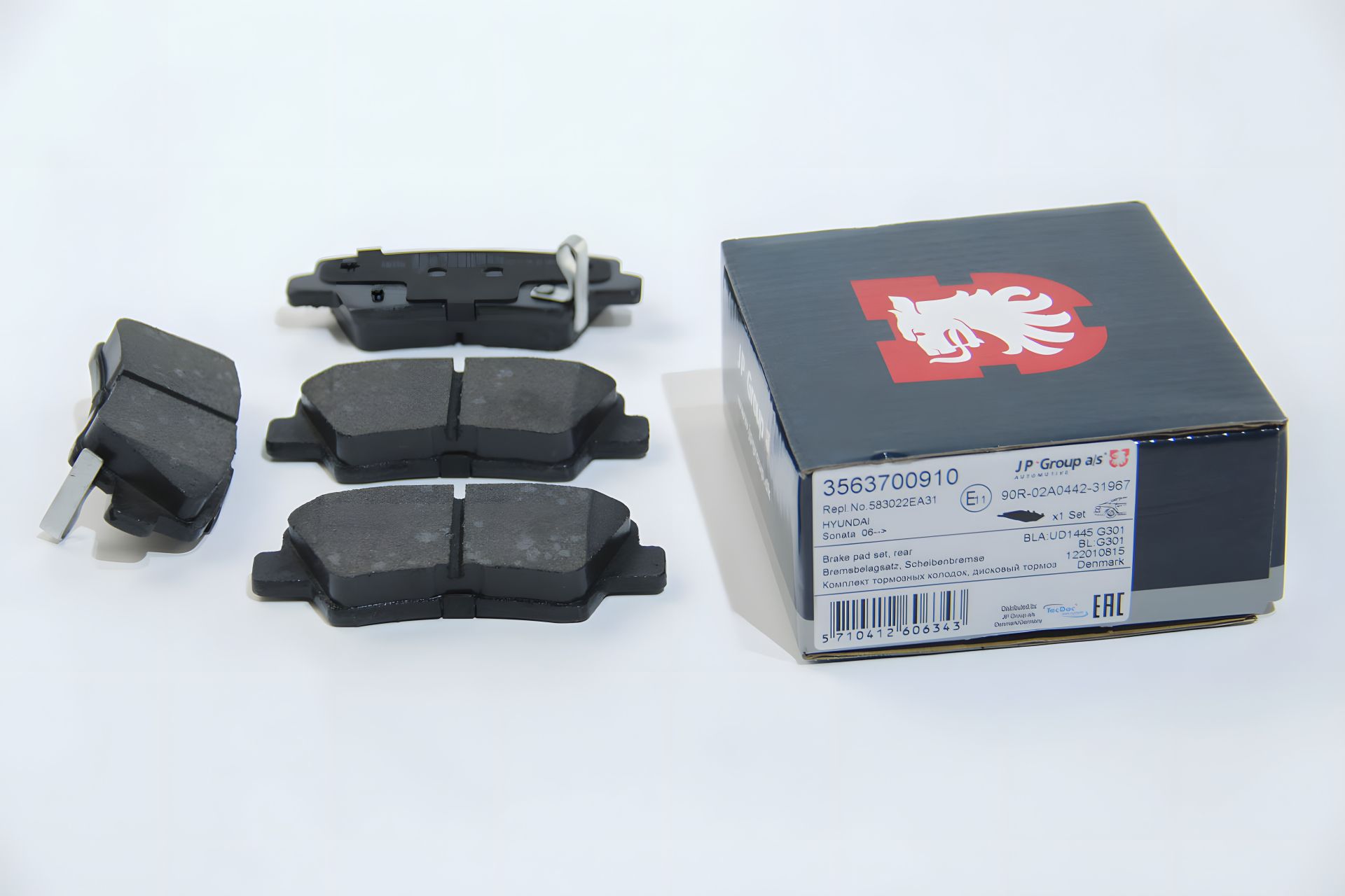 Задні гальмівні колодки Accent/Elantra/Tucson/Sportage 04-, JP Group (3563700910) Задні гальмівні колодки Accent/Elantra/Tucson/Sportage 04-, JP Group (3563700910)