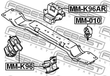 Подушка двигателя (передняя) Pajero/L200 96-09, FEBEST (MMK96)