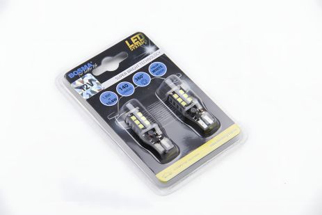 Автолампа T15 LED 12V 15xSMD 3528 Белая 2шт, BOSMA (4250)