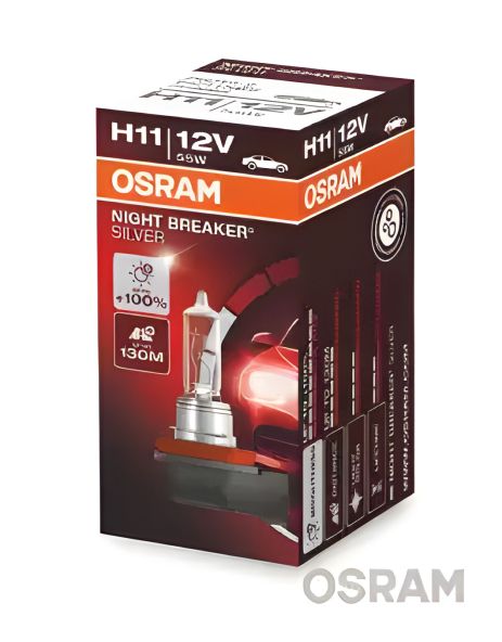Автомобильная лампа H11 12V 55W PGJ19-2 NIGHT BREAKER SILVER (+100) OSRAM (64211NBS)