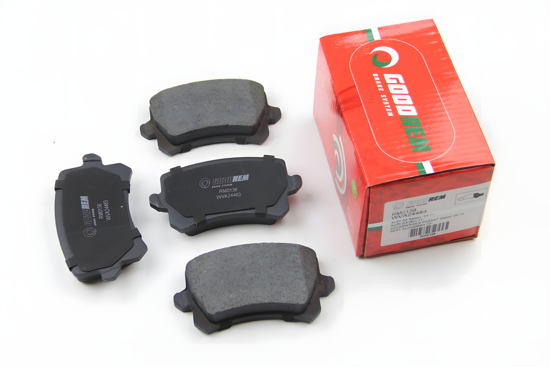 Задні гальмівні колодки для Passat 05-/Sharan 10-/Tiguan 07-, GOODREM (RM0138) Задні гальмівні колодки для Passat 05-/Sharan 10-/Tiguan 07-, GOODREM (RM0138)