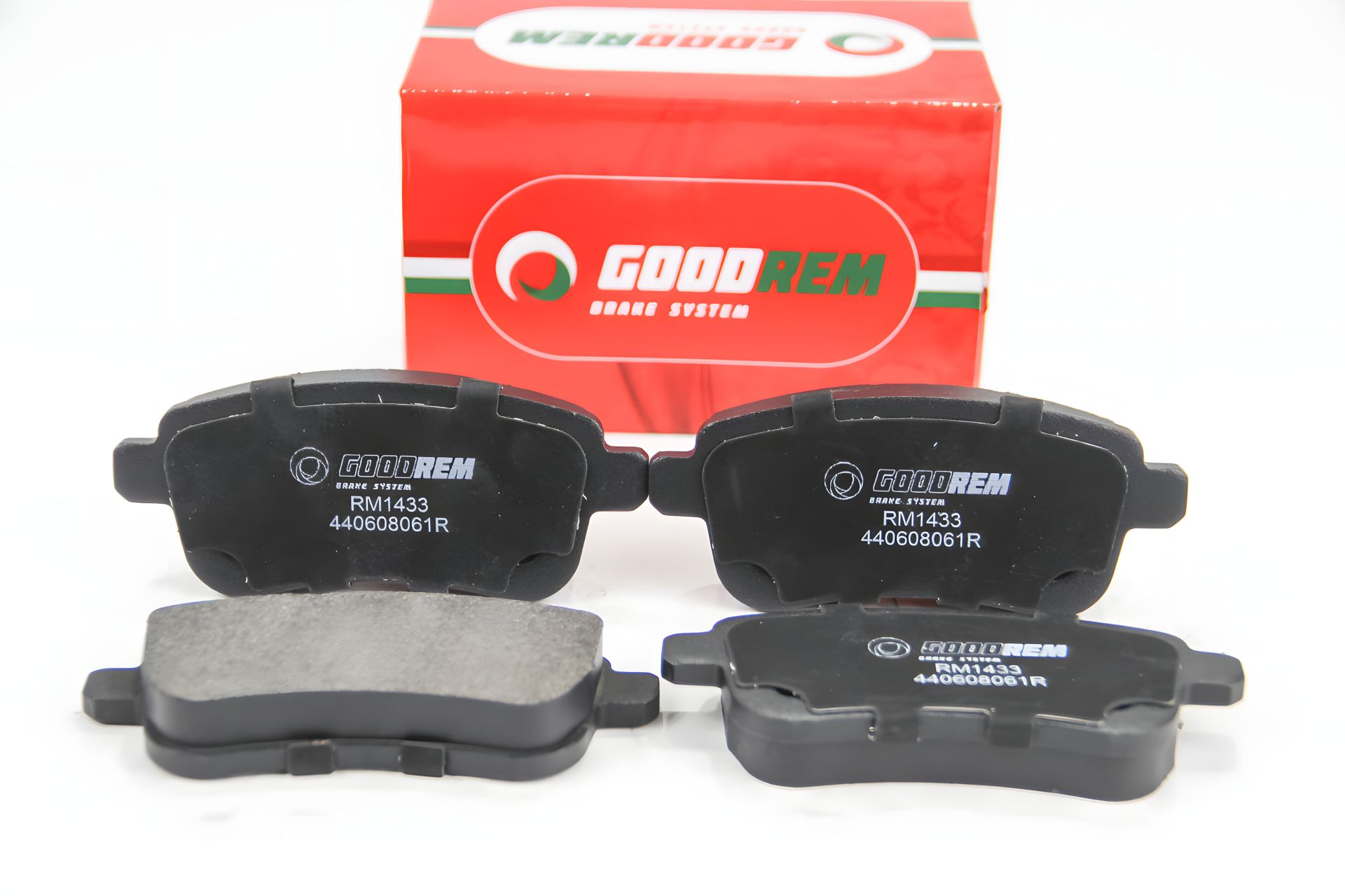 Задні гальмівні колодки Fluence/Megane/Scenic (12-21), GOODREM (RM1433) Задні гальмівні колодки Fluence/Megane/Scenic (12-21), GOODREM (RM1433)