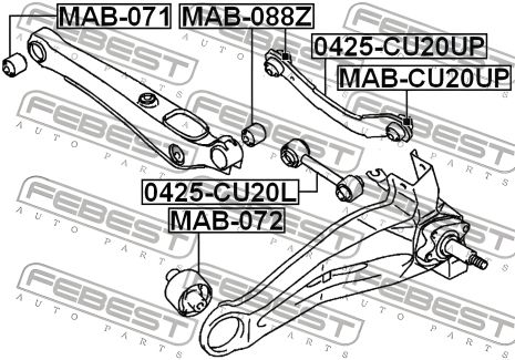 Подвески рычаг (верхний/поперечный/задний) Lancer 00-09, FEBEST (0425CU20UP)