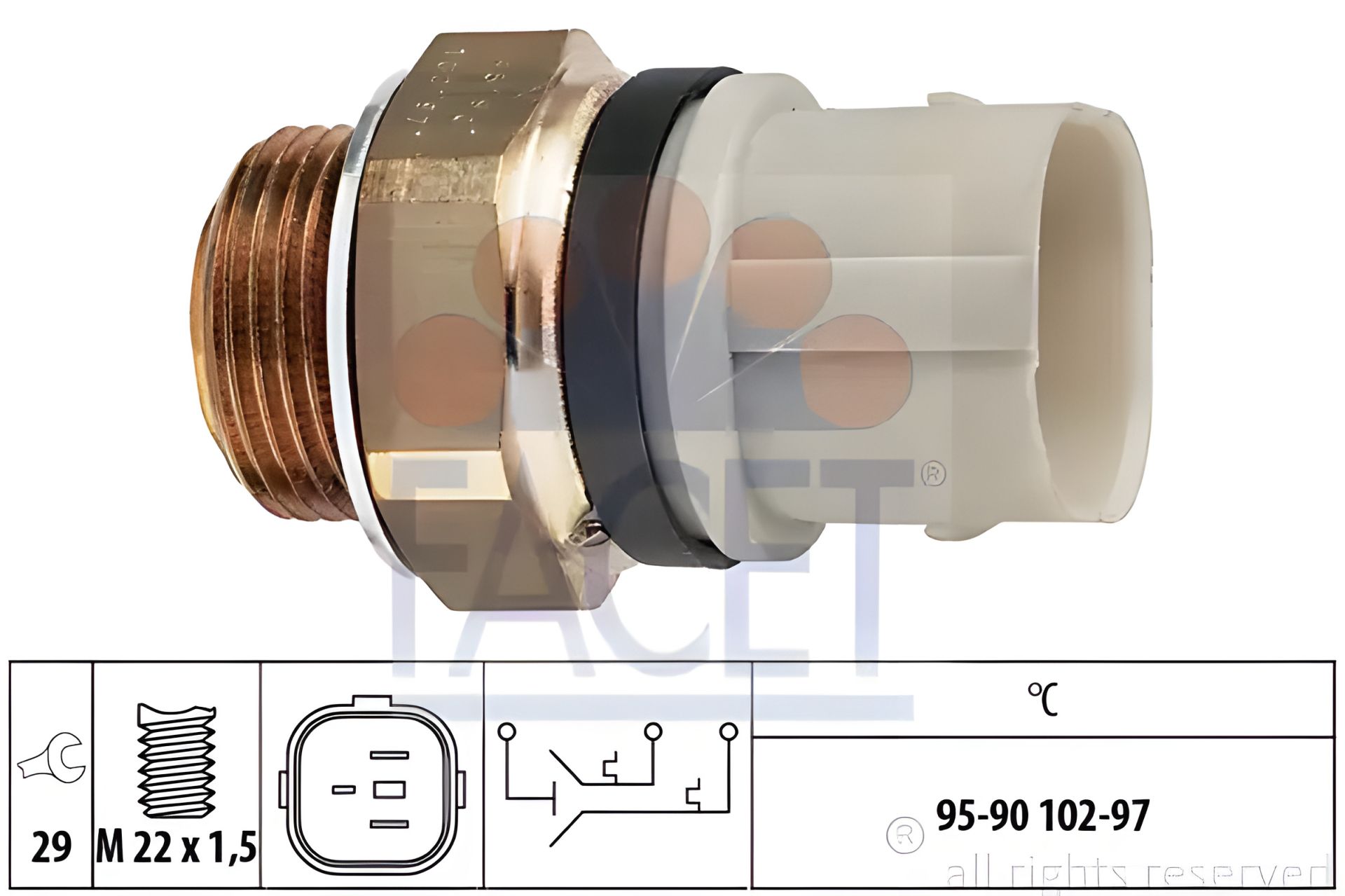 Датчик вентилятора вмикання AUDI A3, Golf III/IV, Caddy II 1.0-2.8i/1.9 TDI 91-10, FACET (75652) Датчик вентилятора вмикання AUDI A3, Golf III/IV, Caddy II 1.0-2.8i/1.9 TDI 91-10, FACET (75652)