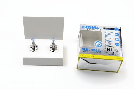 Автолампа H1 PLUS 120% 12V 55W P14,5S, 2 шт, BOSMA (5479) Автолампа H1 PLUS 120% 12V 55W P14,5S, 2 шт, BOSMA (5479)