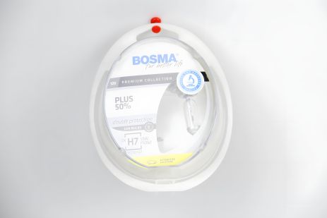 H7 Автолампа PLUS 50% 12V 55W PX26D Упаковка 2шт, BOSMA (4063)
