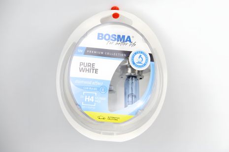 Автолампа H4 BOSMA PURE WHITE 12V 60/55W P43T, упаковка 2шт (номер 8887) Автолампа H4 BOSMA PURE WHITE 12V 60/55W P43T, упаковка 2шт (номер 8887)