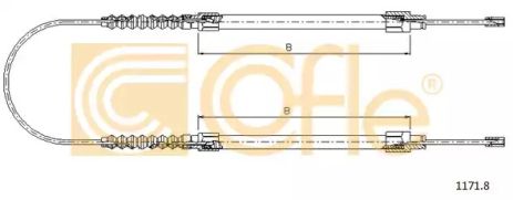 Трос ручного тормоза задний Ducato/Boxer 94-02 (3027/2x800), COFLE (11718)