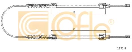 Задній трос ручного гальма Ducato/Boxer 94-02 (3027/2x800), COFLE (11718)