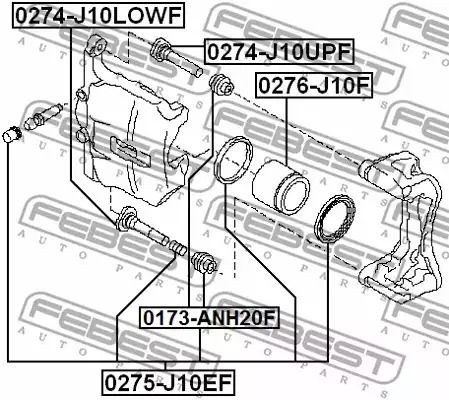 Направляющая суппорта (переднего) Qashqai/X-Trail 06-14, FEBEST (0274J10LOWF)