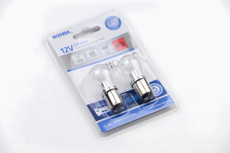BAY15D автолампа 12V 1xLED CREE3535 RED CLEAR STYLE CANBUS (blister 2 шт), BOSMA (6698)