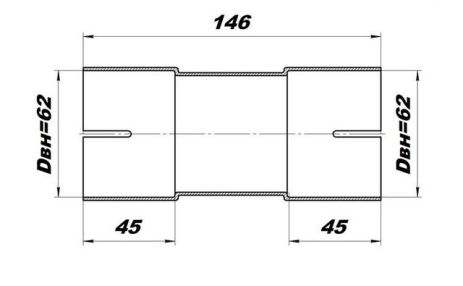 Соединитель труб выхлопной системы под хомут 60/60 мм CBD (TRS6060)
