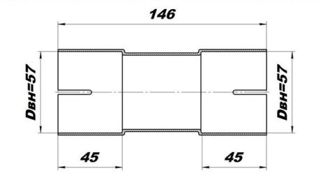 Соединитель труб выхлопной системы под хомут 55/55 мм CBD (TRS5555)