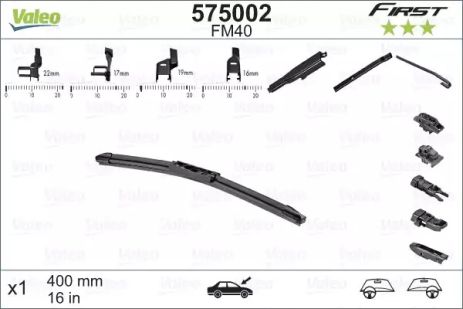 Щітка склоочисника 400 бескаркасна First Multiconnection , VALEO (575002)