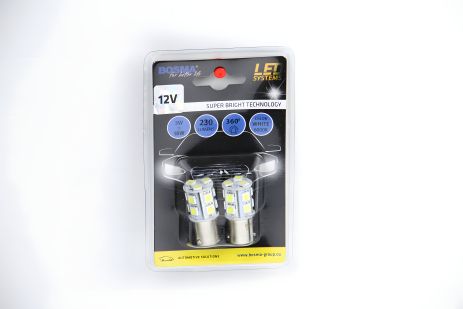 Автомобильная лампа BA15S LED 12V 13xSMD 5050 LED WHITE 2 шт., BOSMA (3055)