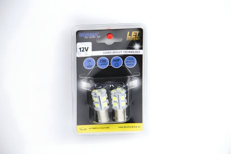Автомобильная лампа BA15S LED 12V 13xSMD 5050 LED WHITE 2 шт., BOSMA (3055)