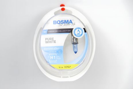 Автолампа BOSMA H1 PURE WHITE 12V 55W P14,5S, Упаковка 2шт (8900)