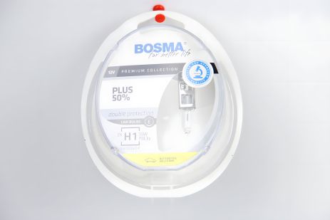Автомобильная лампа H1 PLUS 50% 12V 55W P14,5S Упаковка 2шт, BOSMA (4070)