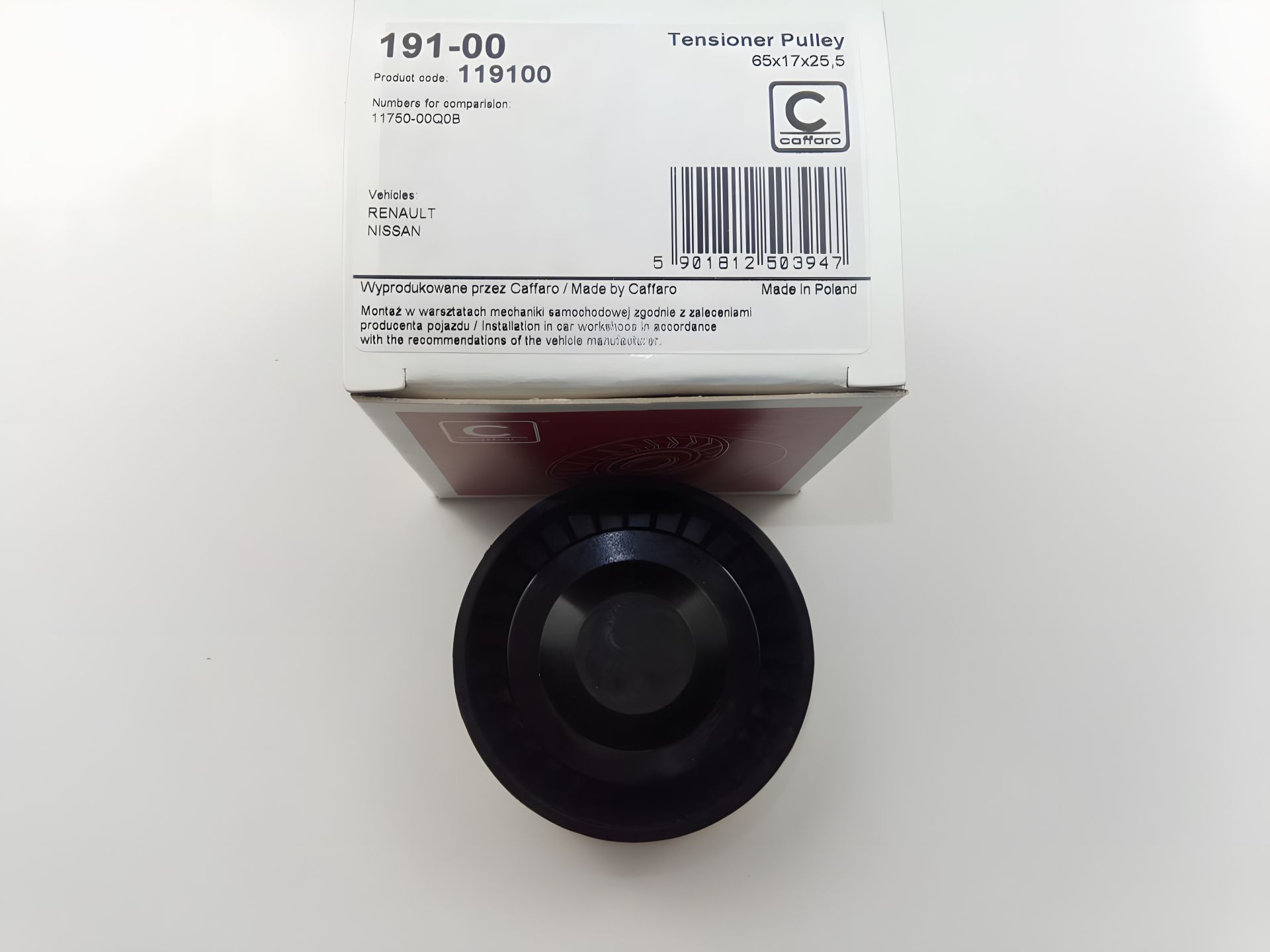 Натяжной ролик ремня генератора RENAULT 1.5 dCi, CAFFARO (191-00) пласт. (8200608550) Натяжной ролик ремня генератора RENAULT 1.5 dCi, CAFFARO (191-00) пласт. (8200608550)