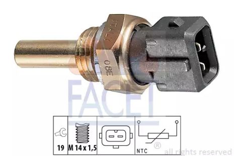 Датчик температуры (черный/бипоялрный) BMW 3(E36)/5(E34)/7(E32) 1.8-5.6 86-01, FACET (73176)