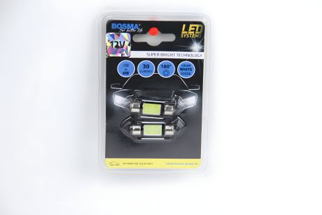 Світлодіодна автолампа SV8,5 LED 12V 1xCOB LED WHITE 10X36 Упаковка 2шт, BOSMA (3635)