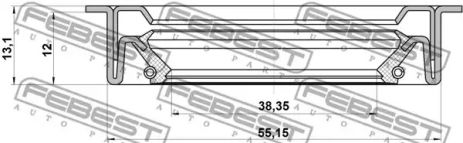 Сальник полуоси 40x55x12x13 Focus/C-Max/Kuga 03-07, FEBEST (95LDS40551213C)