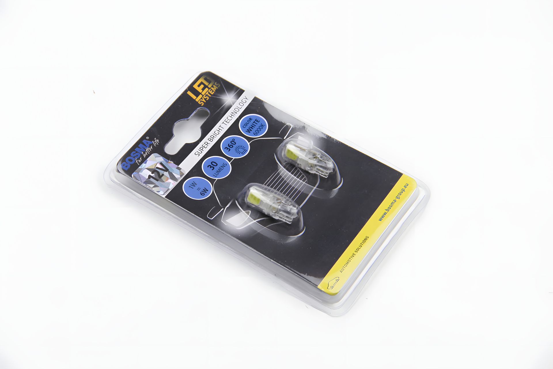 Автомобільна лампа T10 LED 12V 2xCOB білий набір 2шт BOSMA 5394 Автомобільна лампа T10 LED 12V 2xCOB білий набір 2шт BOSMA 5394