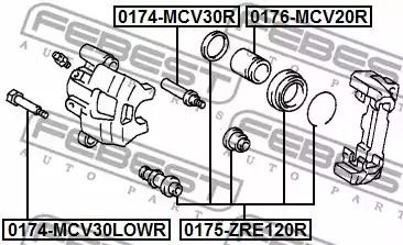 Направляющая заднего суппорта для Highlander/Camry 96-07, FEBEST (0174MCV30LOWR)
