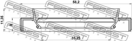 Сальник півосі 33.25x58.2x8x11.35 Accord 03-08, FEBEST (95HBY35580811R)