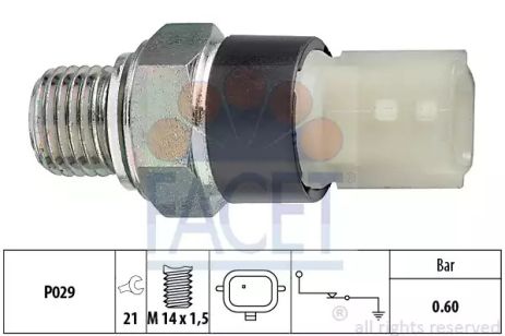 Датчик тиску оливи (0,6bar/1 конт./білий) Kangoo/Trafic/Master 1.4-2.5 01-, FACET (70178)