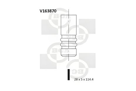 Впускной клапан Insignia 10-/Alfa Romeo 159 08-10 1.9-2.4 JTD (114.4x28x5), BGA (V163870)