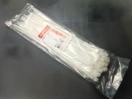 Пластиковий хомут APRO 400х7,6 (100 шт.) білий, 1 упаковка (CT-W8400) Пластиковий хомут APRO 400х7,6 (100 шт.) білий, 1 упаковка (CT-W8400)