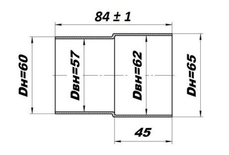 Соединитель труб выхлопной системы/переходник с 60 на 65 мм CBD (CPU6065)