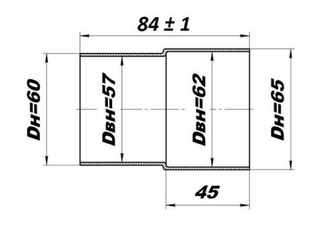 З'єднувач труб вихлопної системи/перехідник з 60 на 65 мм CBD (CPU6065)