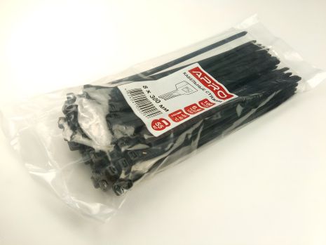 Пластиковые хомуты APRO 300х8 (100 шт. в уп.) черный, 1 упаковка (CT-B8300) Пластиковые хомуты APRO 300х8 (100 шт. в уп.) черный, 1 упаковка (CT-B8300)