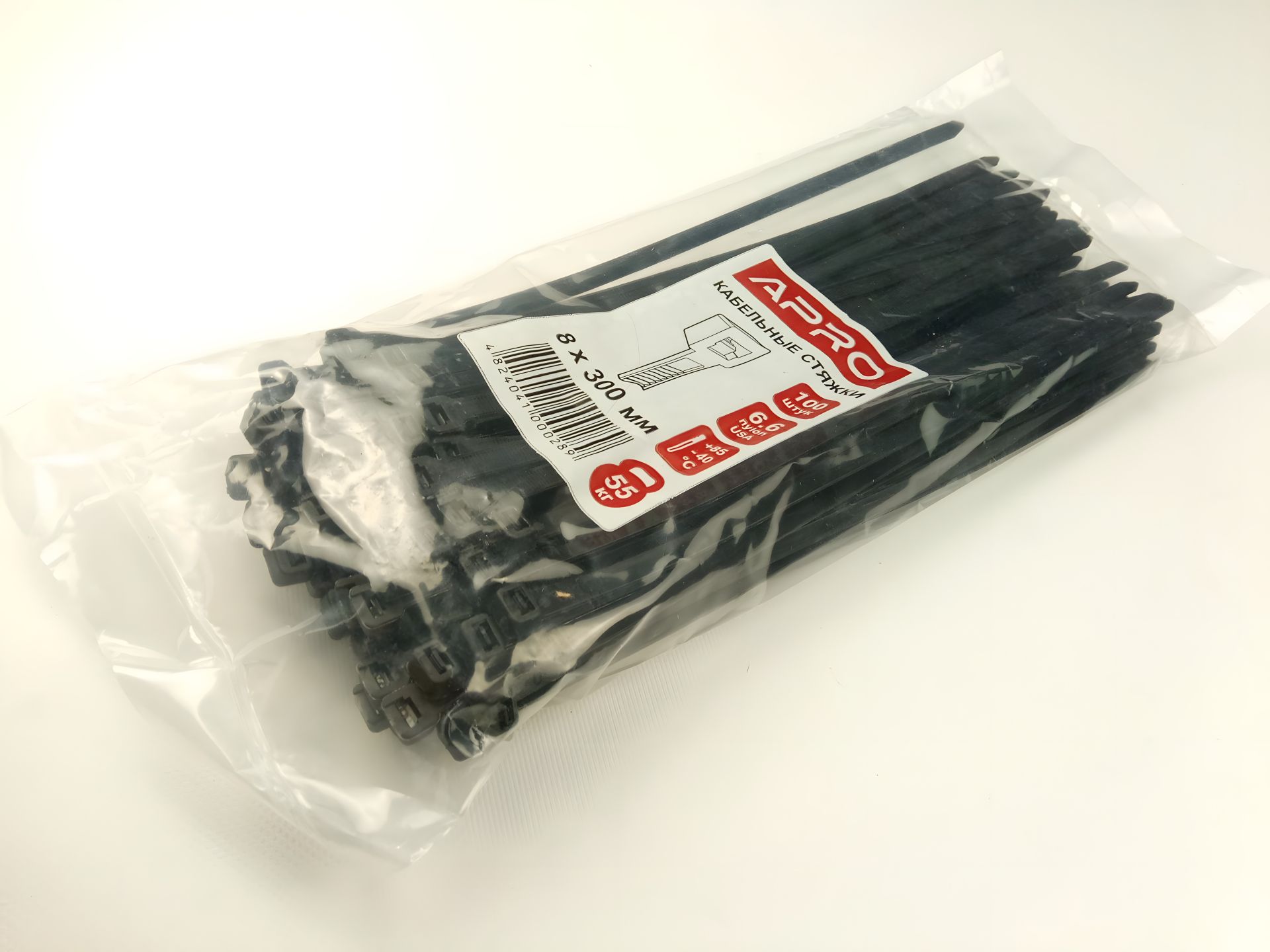 Пластиковые хомуты APRO 300х8 (100 шт. в уп.) черный, 1 упаковка (CT-B8300) Пластиковые хомуты APRO 300х8 (100 шт. в уп.) черный, 1 упаковка (CT-B8300)