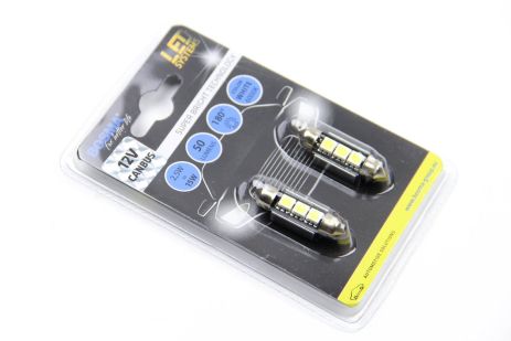 Автолампа SV8,5 LED 12V 3XSMD 5050 LED WHITE 12X36 DOUBLE POLARITY CANBUS Упаковка 2шт, BOSMA (3741)