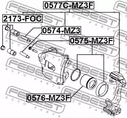 Пыльник направляющего переднего суппорта Audi A3/A6/Focus/Clio (к-кт 2 шт), FEBEST (2173FOC)