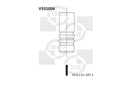 Клапан выпускной 2.0HDi/JTD Scudo/Jumpy 00-07/Ducato/Boxer 02-/Berlingo 00- (33.8x6x107.1), BGA (V53 Клапан выпускной 2.0HDi/JTD Scudo/Jumpy 00-07/Ducato/Boxer 02-/Berlingo 00- (33.8x6x107.1), BGA (V53