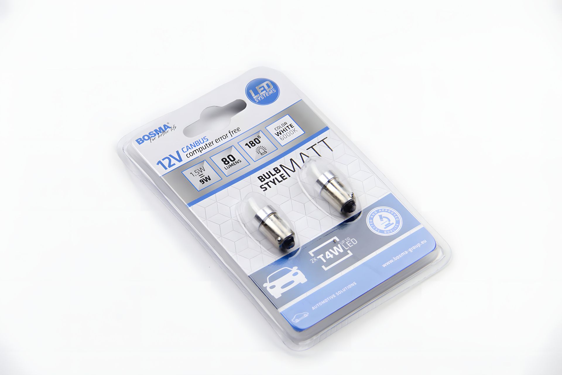 BA9S автолампа LED 12V 2xSMD 2835 LED WHITE MAT, упаковка 2шт, BOSMA (5103) BA9S автолампа LED 12V 2xSMD 2835 LED WHITE MAT, упаковка 2шт, BOSMA (5103)