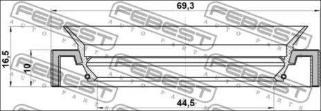 Сальник полуоси 46x69x10x16.5 Land Cruiser 100 98-, FEBEST (95HAS46691016C)