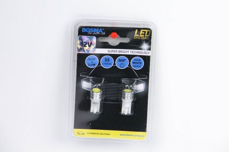 Автолампа T10 LED 12V 1xSMD 7080 LED WHITE Упаковка 2шт, BOSMA (3994)