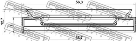 Сальник полуоси 38.7x56.3x8x12.7 Qashqai 07-13, FEBEST (95PES40560813C)