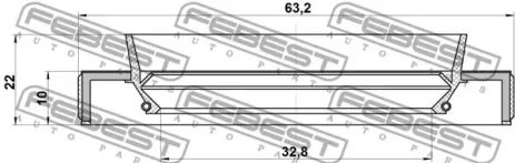 Сальник півосі 32.8x63.2x10x22, Toyota Corolla FEBEST (95HBS34631022L)